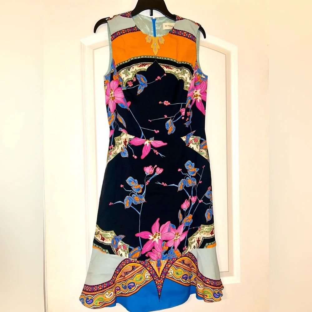 Etro Multicolor Floral Mini Dress - Picture 1 of 9